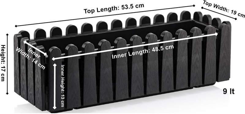 Hanging Flower Planter Pot with Hanger. Black Balcony Fence Pot. (9 Lt & 14 Lt).