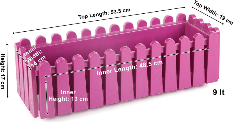 Hanging Flower Planter Pot with Hanger. Fuchsia Balcony Fence Pot. (9 Lt & 14 Lt).