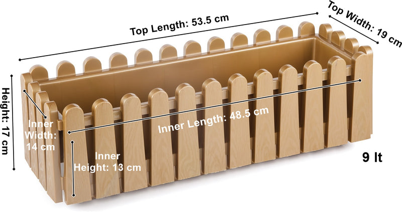 Hanging Flower Planter Pot with Hanger. Gold Balcony Fence Pot. (9 Lt & 14 Lt).