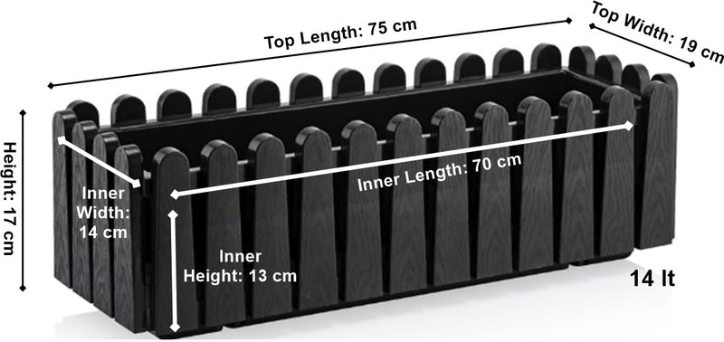 Flower Balcony Pot with Hanger. Plastic Balcony Planter. (9 Lt & 14 Lt).