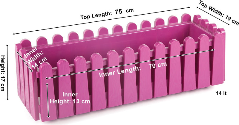 Flower Balcony Pot with Hanger. Plastic Balcony Planter. (9 Lt & 14 Lt).