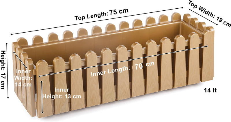 Flower Balcony Pot with Hanger. Plastic Balcony Planter. (9 Lt & 14 Lt).