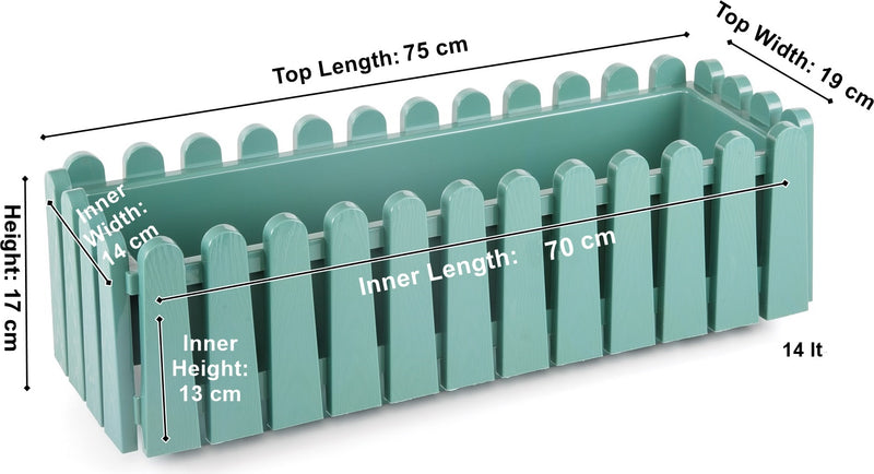 Hanging Flower Planter Pot with Hanger. Green Balcony Fence Pot. (9 Lt & 14 Lt).