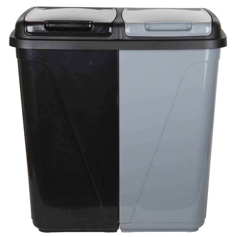 Double Rubbish Waste Bin Lid. Replacement Flat Lids. (Black & Grey)