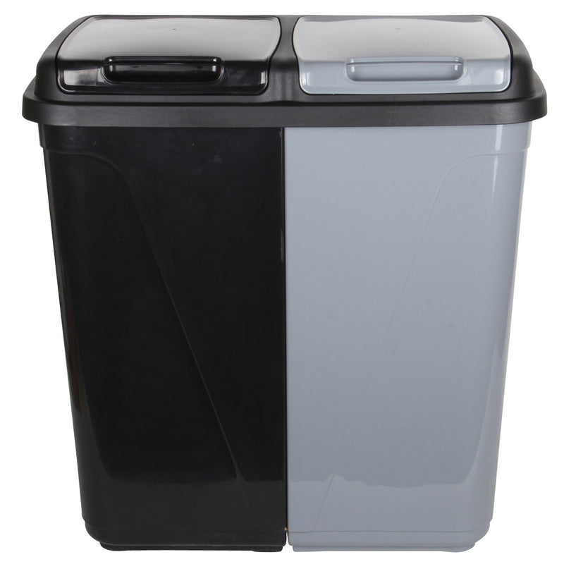 Dual Compartment Rubbish Bin. Waste Recycling And Laundry Basket. 60L (2 x 30L).