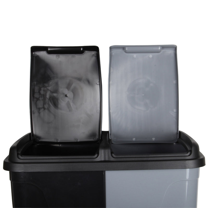 Dual Compartment Rubbish Bin. Waste Recycling And Laundry Basket. 60L (2 x 30L).
