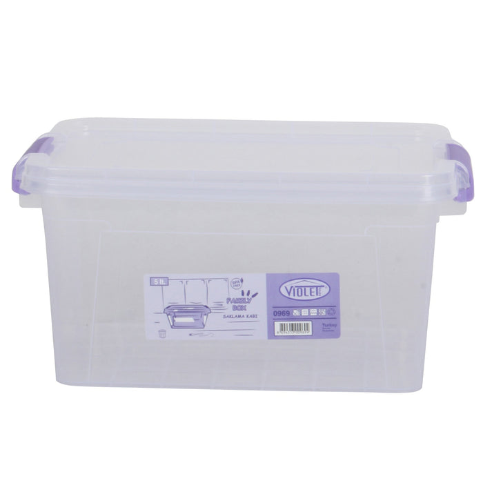 5x Plastic Storage Box Containers With Lid - 5L
