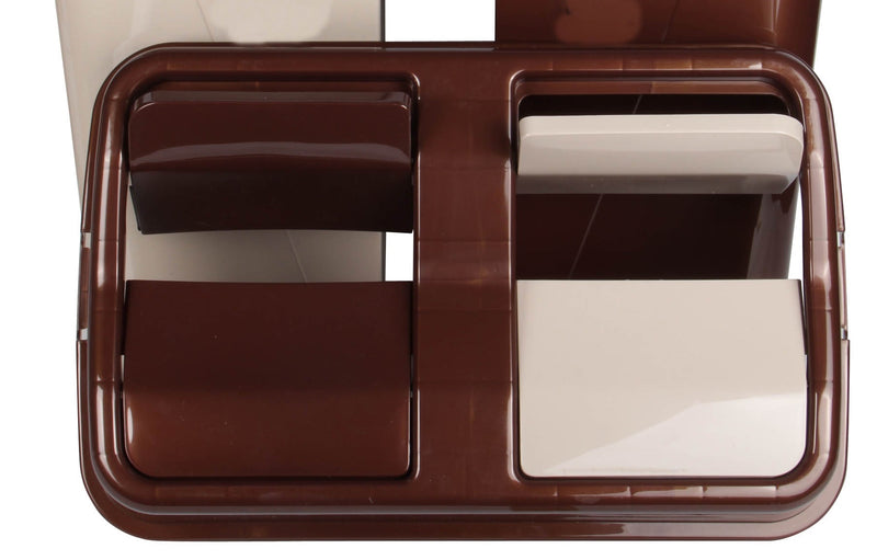 Double Rubbish Waste Bin Lid. Butterfly Replacement Lids. (Beige & Brown)