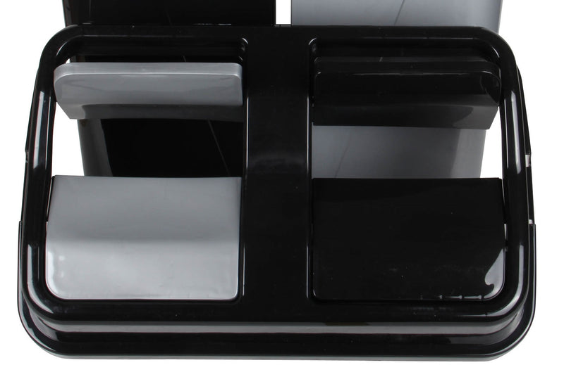 Double Rubbish Waste Bin Lid. Butterfly Replacement Lids. (Black & Grey)