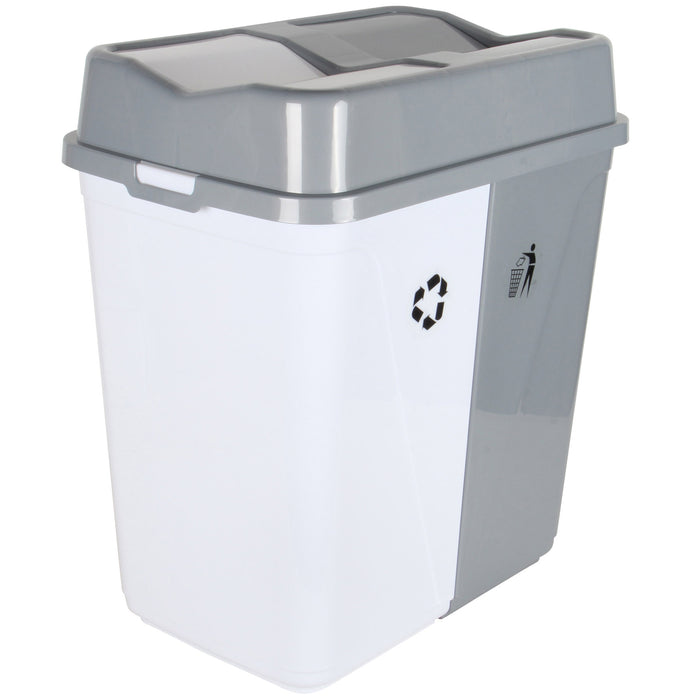 Double Rubbish Waste Bin Lid. Butterfly Replacement Lids. (Grey & White)