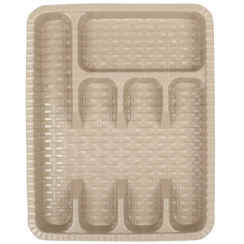 rattan style tray cutlery