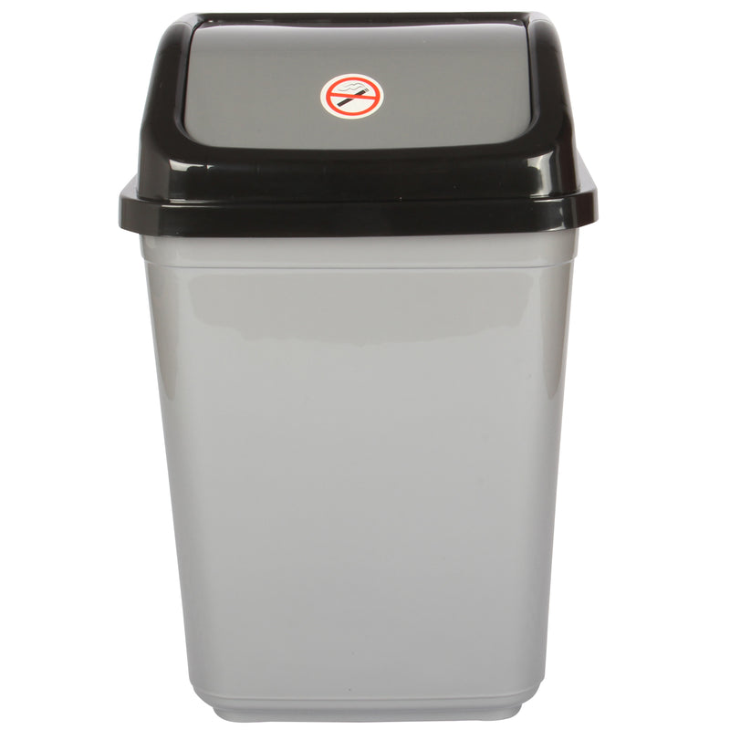 Swing Bin Lidded Dustbin. Plastic Rubbish Waste Bin. (30 Litre) (Silver)