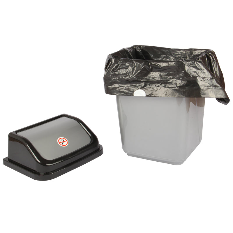 Swing Bin Lidded Dustbin. Plastic Rubbish Waste Bin. (30 Litre) (Silver)