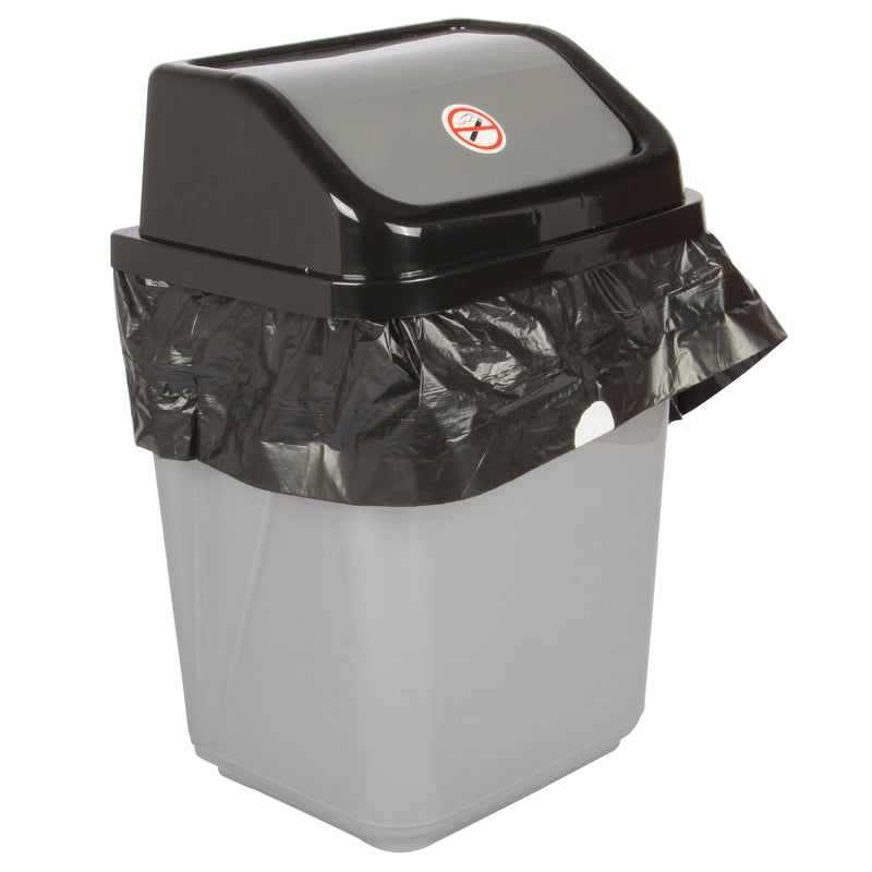 Swing Bin Lidded Dustbin. Plastic Rubbish Waste Bin. (30 Litre) (Silver)