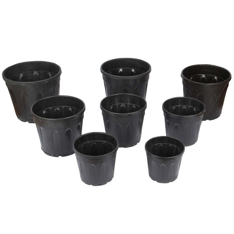 Strong Plastic Black Nursery Pot. Round Flower Pot. (3 Litre to 18 Litre).