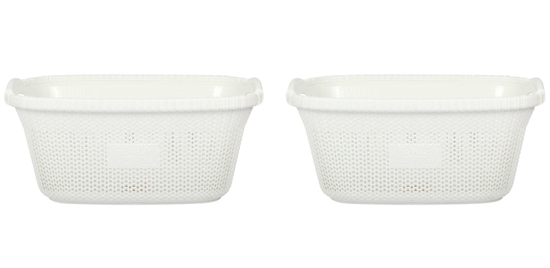 2x Rattan Style Rectangular Laundry Basket
