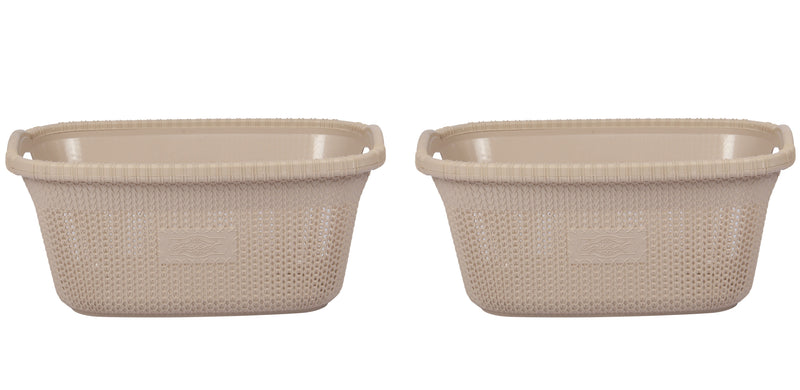 2x Rattan Style Rectangular Laundry Basket