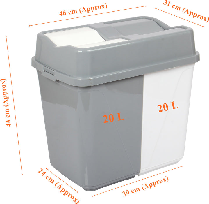 Dual Compartment Rubbish Waste Bin - 40L