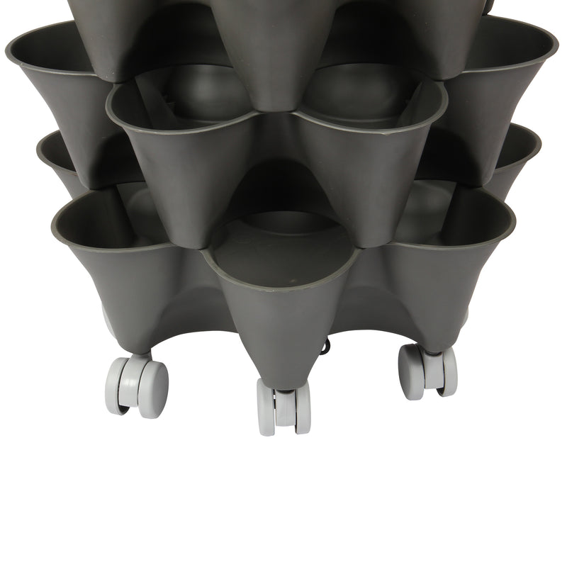 Stacking Garden Flower Tower Pot. Strawberry Planter Pot with Wheels. (6x7 Pocket) (42 Plants).