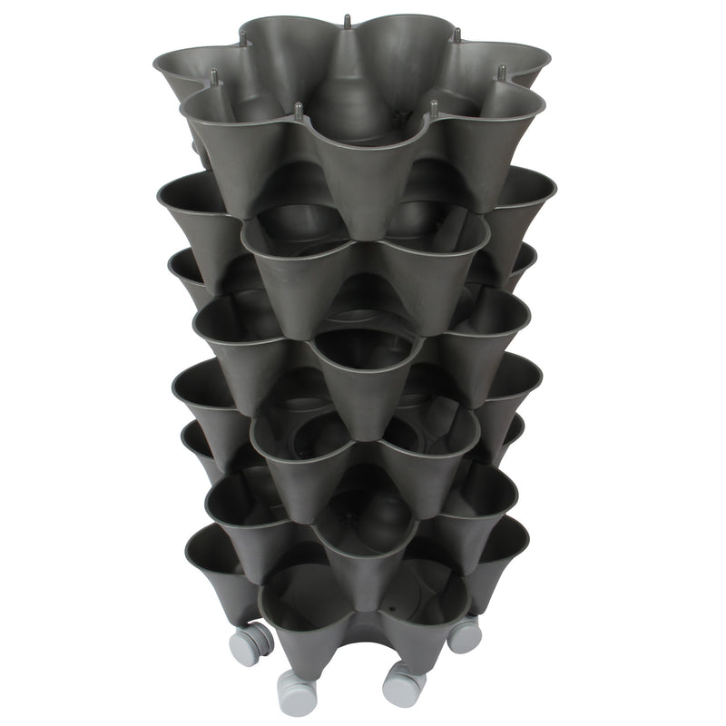 Stacking Garden Flower Tower Pot. Strawberry Planter Pot with Wheels. (6x7 Pocket) (42 Plants).