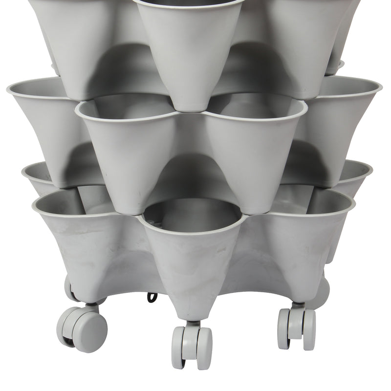 Stacking Garden Flower Tower Pot. Strawberry Planter Pot with Wheels. (6x7 Pocket) (42 Plants).