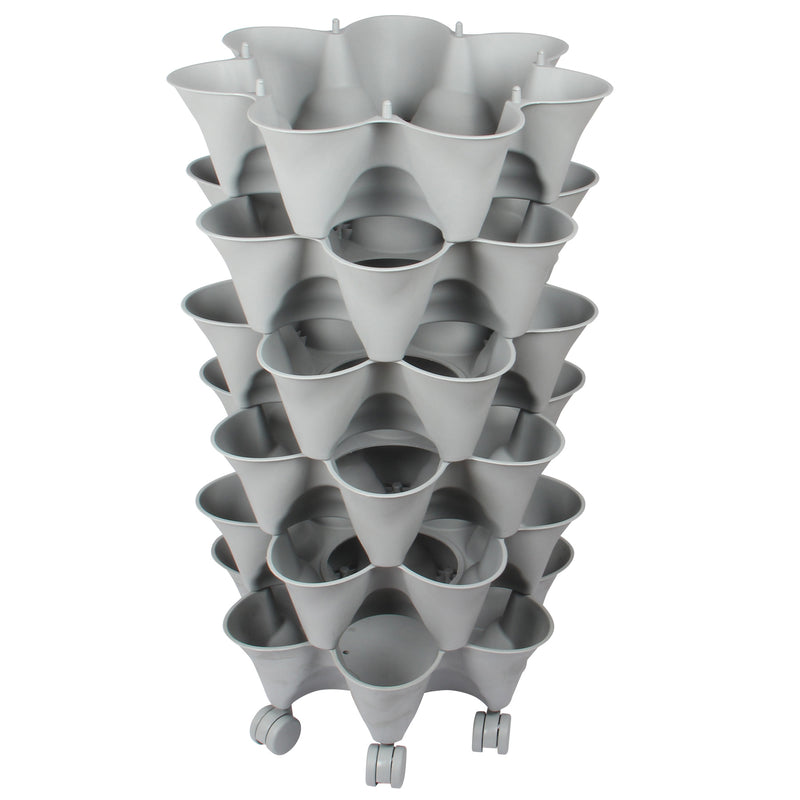Stacking Garden Flower Tower Pot. Strawberry Planter Pot with Wheels. (6x7 Pocket) (42 Plants).