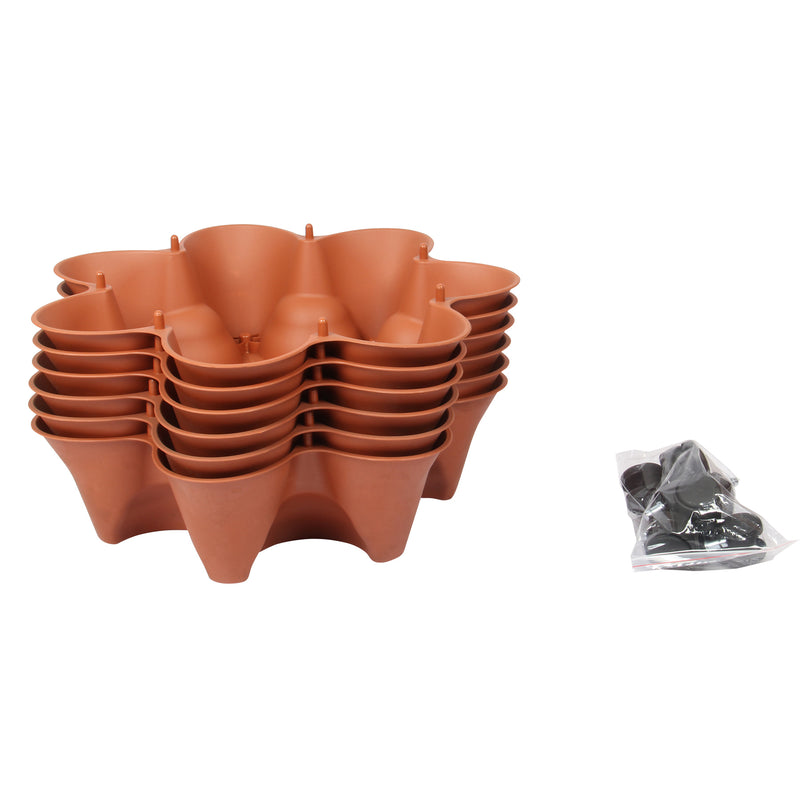 Stacking Garden Flower Tower Pot. Strawberry Planter Pot with Wheels. (6x7 Pocket) (42 Plants).