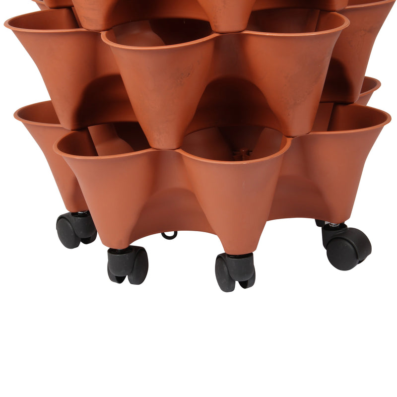 Stacking Garden Flower Tower Pot. Strawberry Planter Pot with Wheels. (6x7 Pocket) (42 Plants).