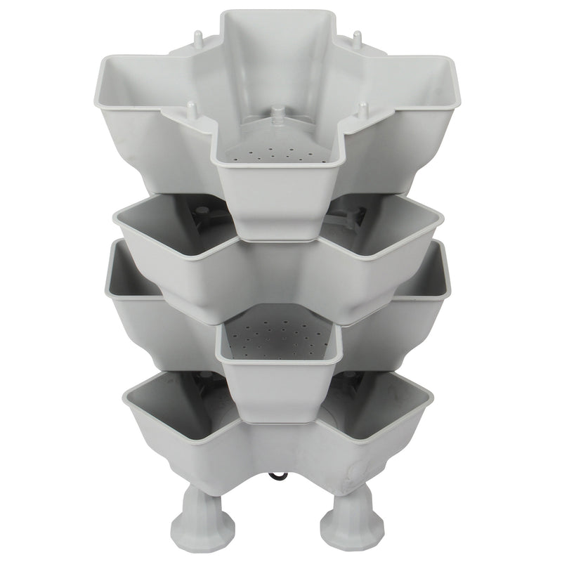 Stacking Garden Flower Tower Pot. Strong Plastic Planter Tower Pot. (4x4 Pocket).