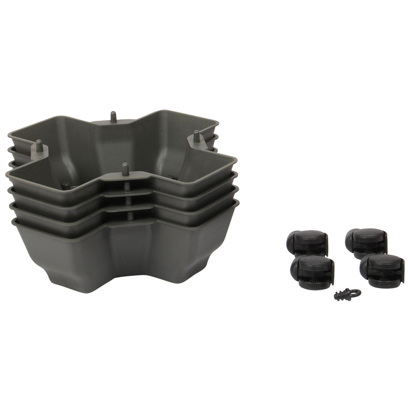 Stacking Garden Flower Tower Pot. Plastic Planter Pot with Wheels. (4x4 Pocket).