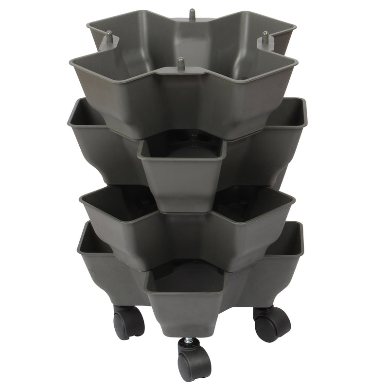 Stacking Garden Flower Tower Pot. Plastic Planter Pot with Wheels. (4x4 Pocket).