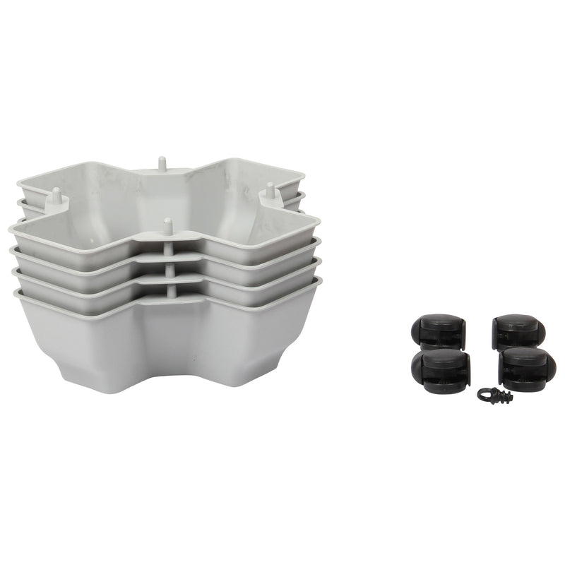 Stacking Garden Flower Tower Pot. Plastic Planter Pot with Wheels. (4x4 Pocket).