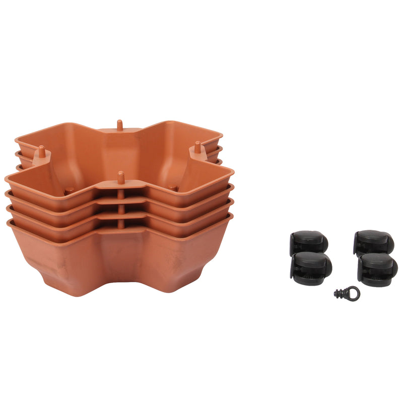 Stacking Garden Flower Tower Pot. Plastic Planter Pot with Wheels. (4x4 Pocket).