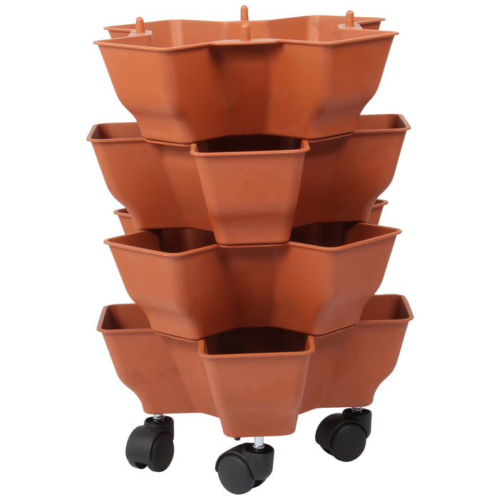 Stacking Garden Flower Tower Pot. Plastic Planter Pot with Wheels. (4x4 Pocket).