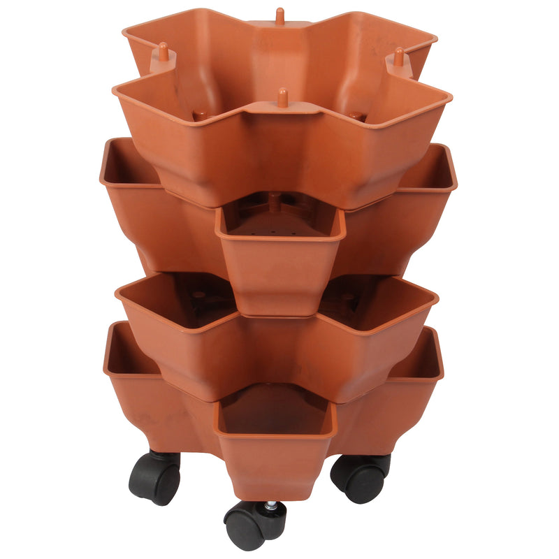Stacking Garden Flower Tower Pot. Plastic Planter Pot with Wheels. (4x4 Pocket).