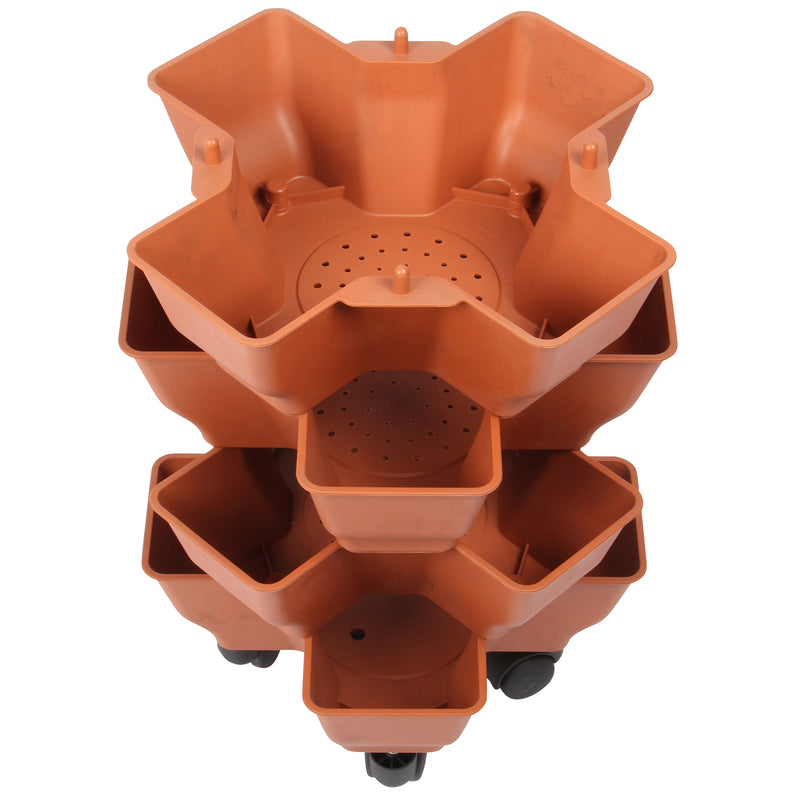 Stacking Garden Flower Tower Pot. Plastic Planter Pot with Wheels. (4x4 Pocket).