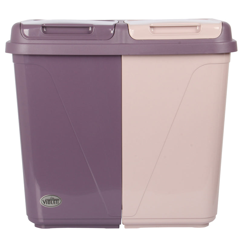 Dual Compartment Rubbish Bin. Waste Recycling And Laundry Basket. 60L (2 x 30L).