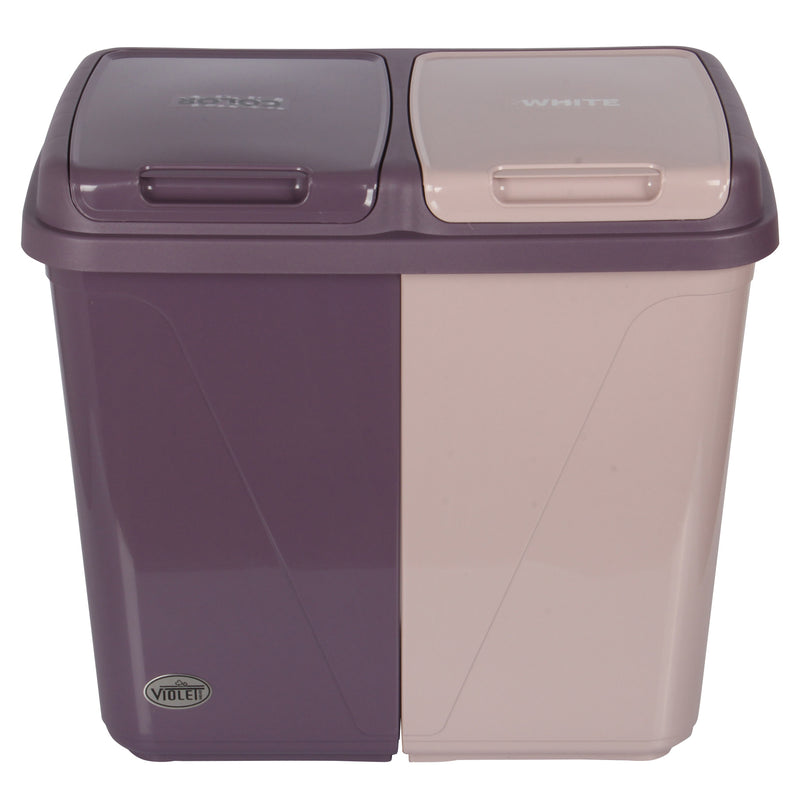Dual Compartment Rubbish Bin. Waste Recycling And Laundry Basket. 60L (2 x 30L).
