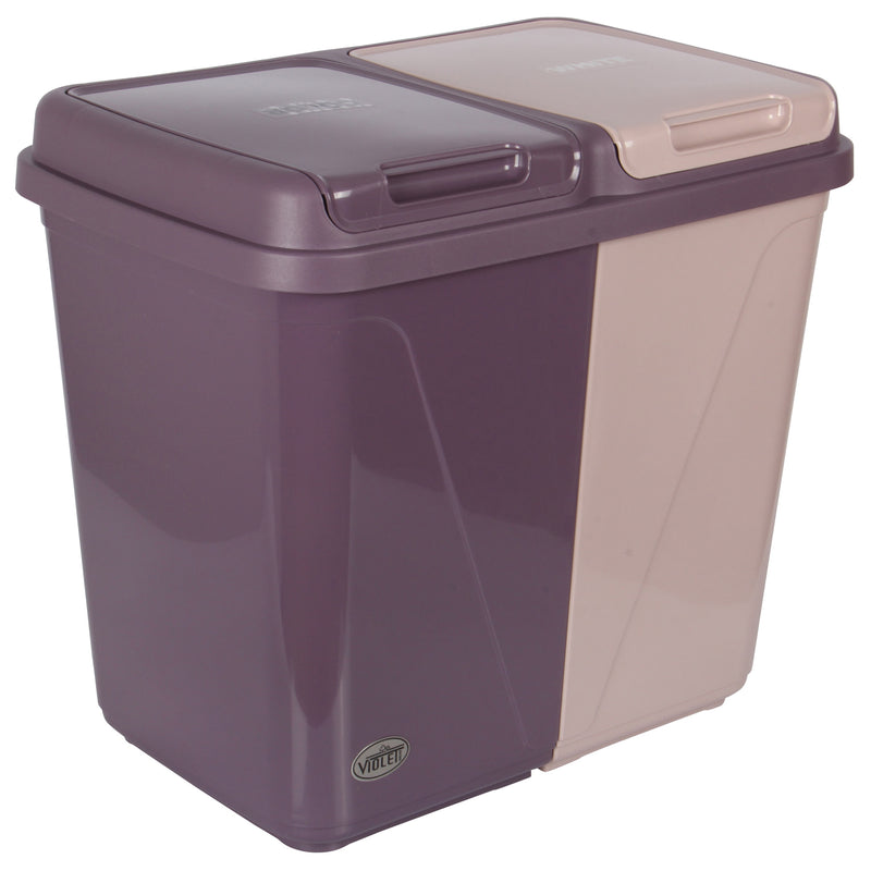 Dual Compartment Rubbish Bin. Waste Recycling And Laundry Basket. 60L (2 x 30L).