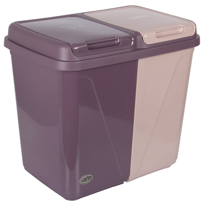 Dual Compartment Rubbish Bin. Waste Recycling And Laundry Basket. 60L (2 x 30L).