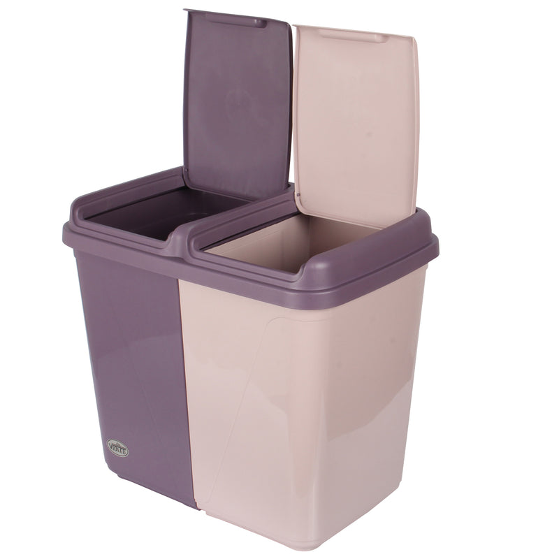 Dual Compartment Rubbish Bin. Waste Recycling And Laundry Basket. 60L (2 x 30L).