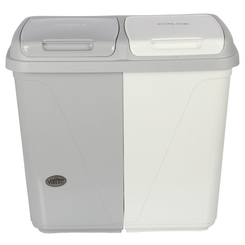 Dual Compartment Rubbish Bin. Waste Recycling And Laundry Basket. 60L (2 x 30L).