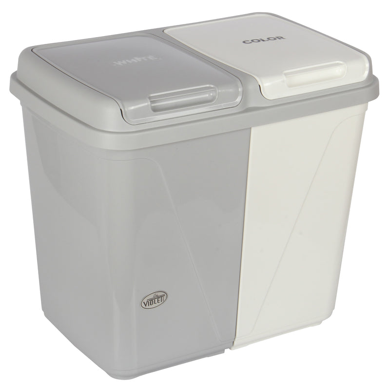 Dual Compartment Rubbish Bin. Waste Recycling And Laundry Basket. 60L (2 x 30L).
