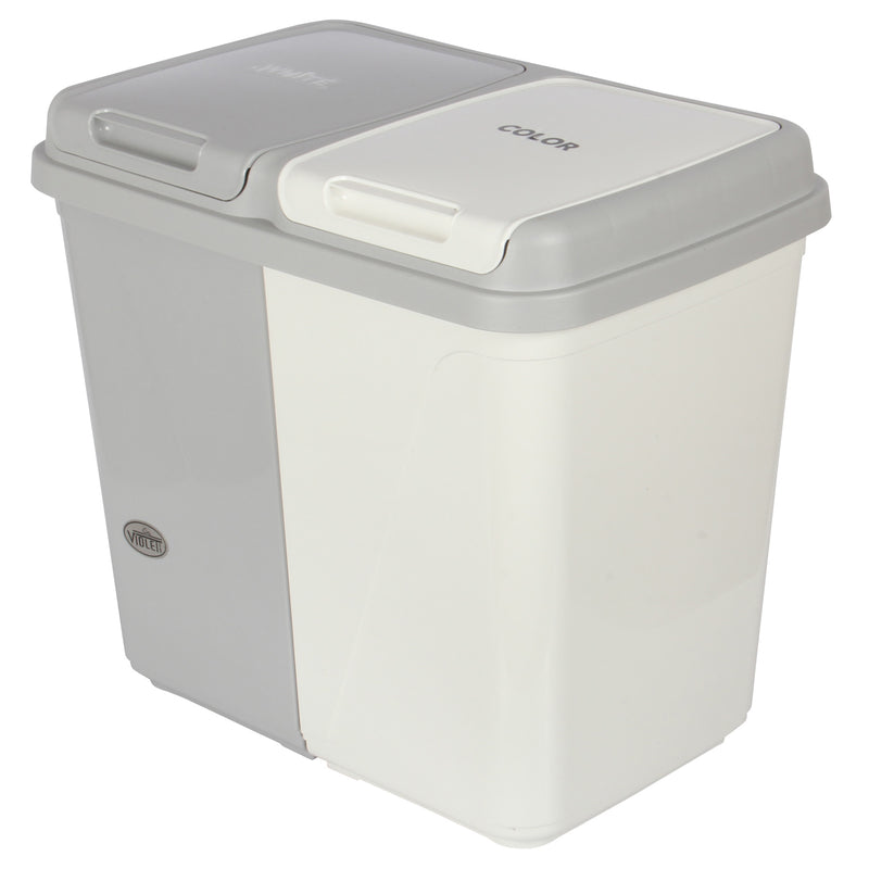 Dual Compartment Rubbish Bin. Waste Recycling And Laundry Basket. 60L (2 x 30L).