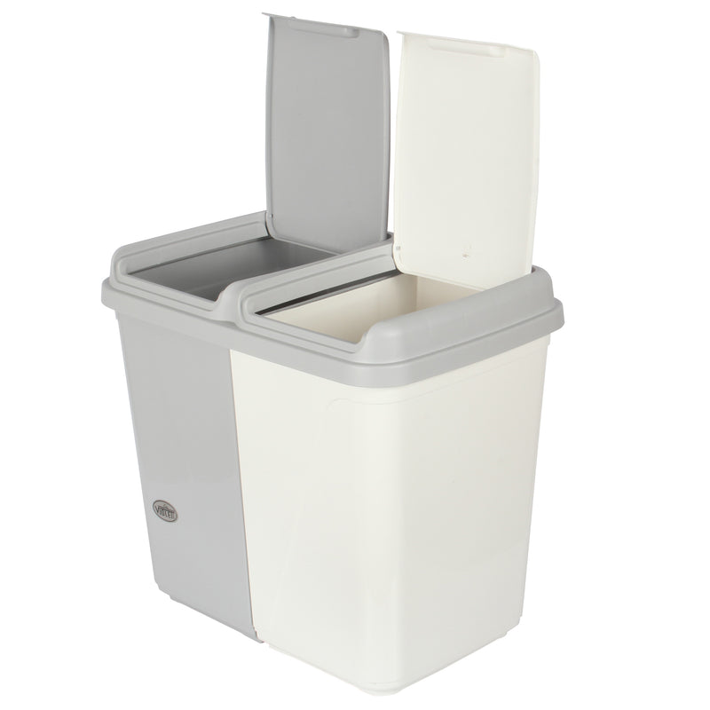 Dual Compartment Rubbish Bin. Waste Recycling And Laundry Basket. 60L (2 x 30L).