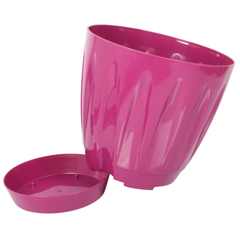 Modern Daisy Round Flower Pot with Saucer. Indoor / Outdoor Flowerpot. (6 Sizes)