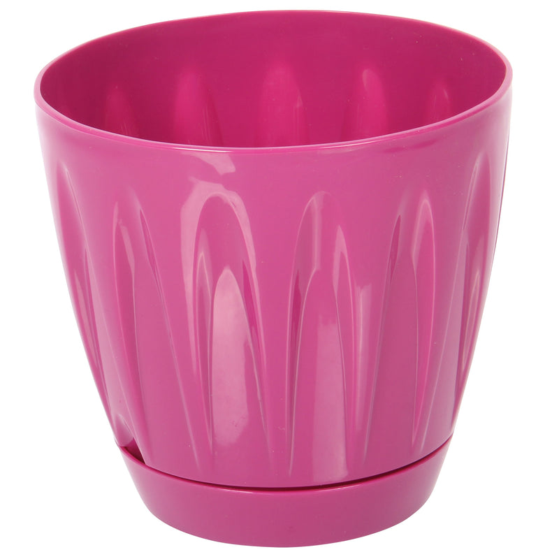 Modern Daisy Round Flower Pot with Saucer. Indoor / Outdoor Flowerpot. (6 Sizes)