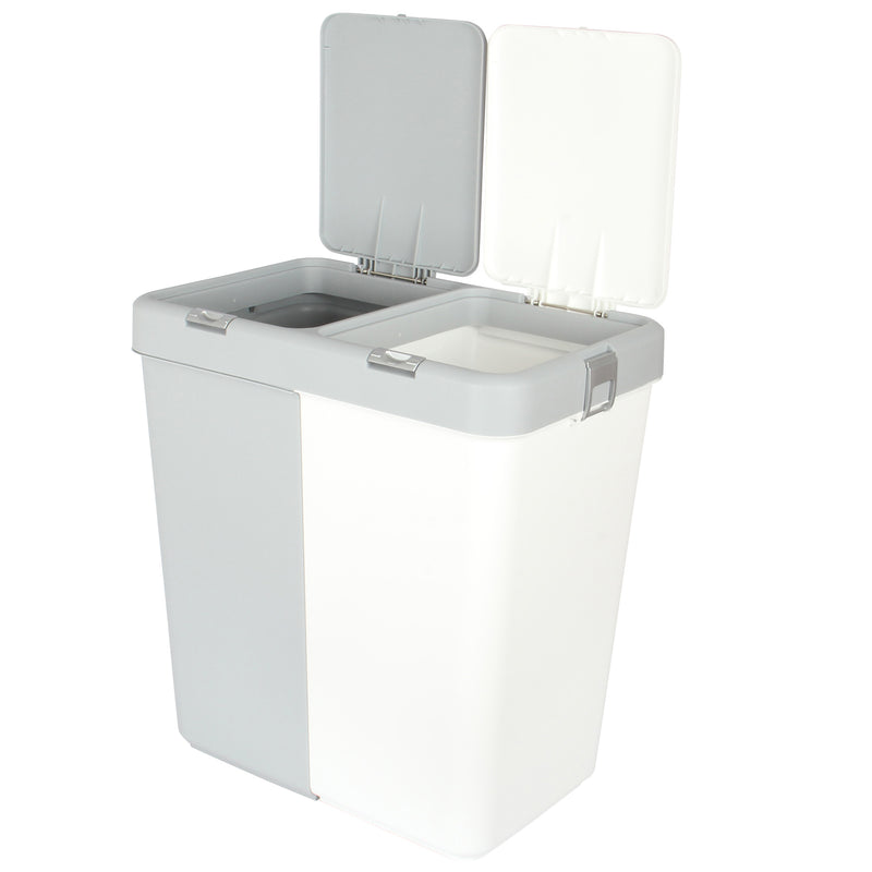 80L Dual Compartment Kitchen Rubbish Bin Waste Recycling And Laundry Basket.