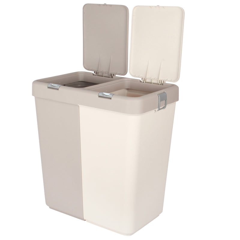 80L Dual Compartment Kitchen Rubbish Bin Waste Recycling And Laundry Basket.