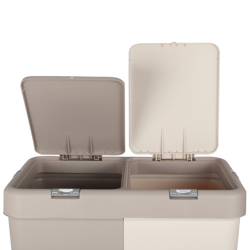 80L Dual Compartment Kitchen Rubbish Bin Waste Recycling And Laundry Basket.